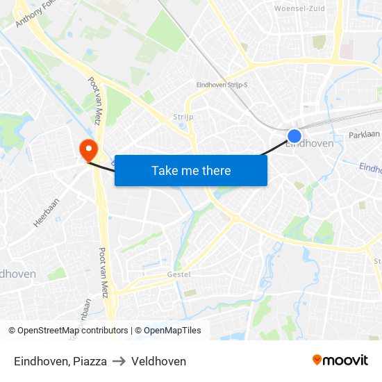 Eindhoven, Piazza to Veldhoven map