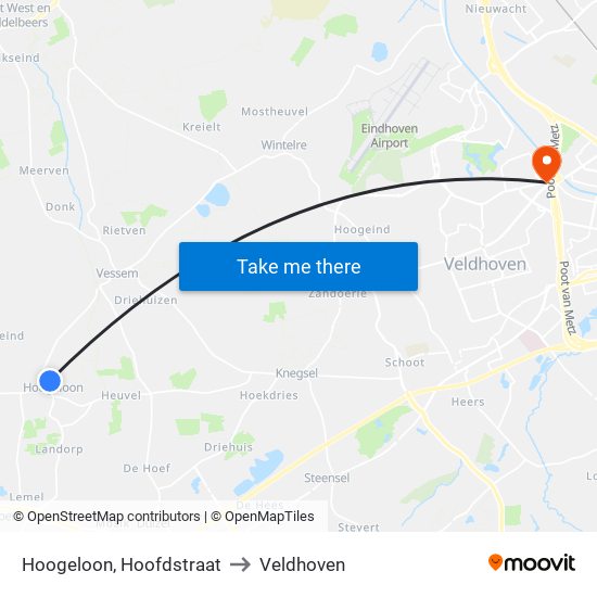 Hoogeloon, Hoofdstraat to Veldhoven map