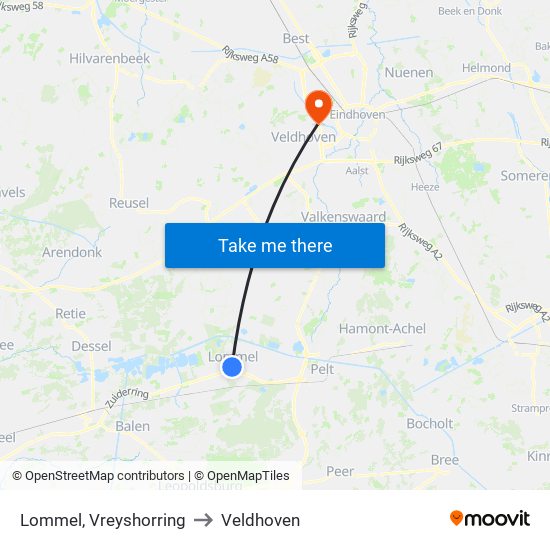 Lommel, Vreyshorring to Veldhoven map