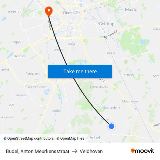Budel, Anton Meurkensstraat to Veldhoven map