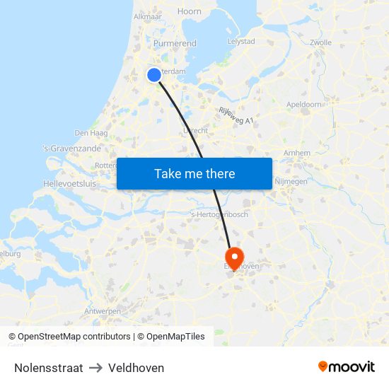 Nolensstraat to Veldhoven map