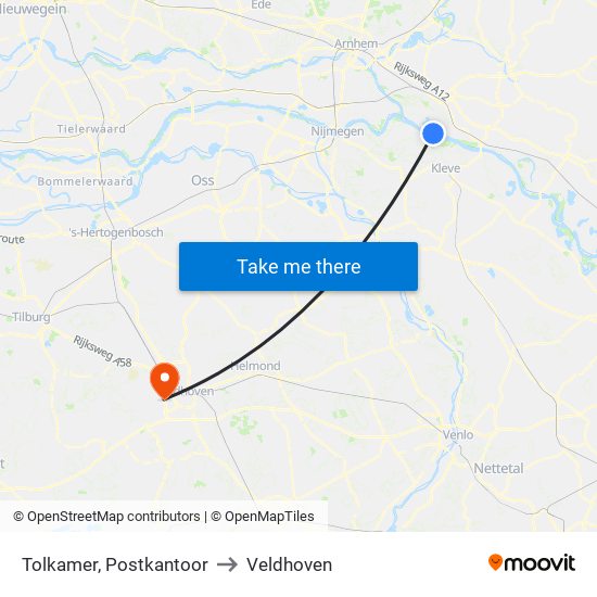 Tolkamer, Postkantoor to Veldhoven map