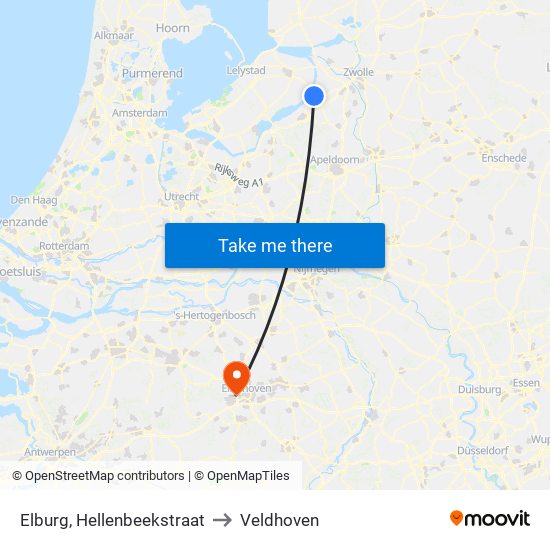 Elburg, Hellenbeekstraat to Veldhoven map