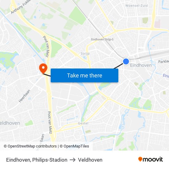 Eindhoven, Philips-Stadion to Veldhoven map