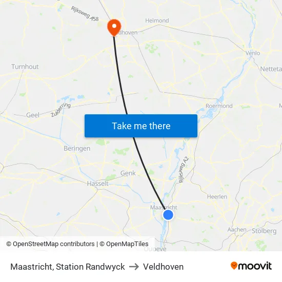 Maastricht, Station Randwyck to Veldhoven map