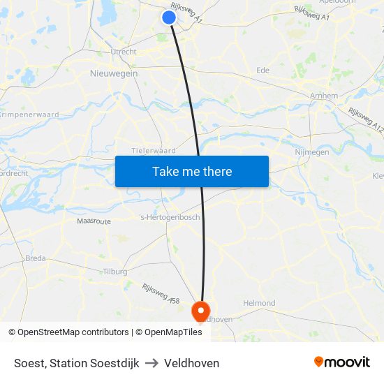 Soest, Station Soestdijk to Veldhoven map