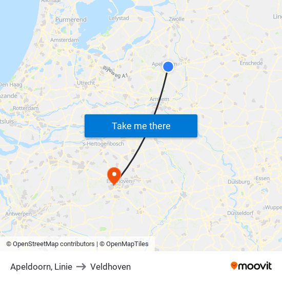 Apeldoorn, Linie to Veldhoven map