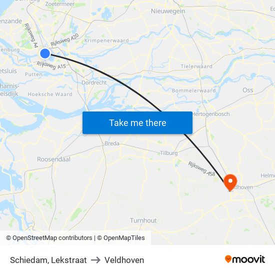 Schiedam, Lekstraat to Veldhoven map