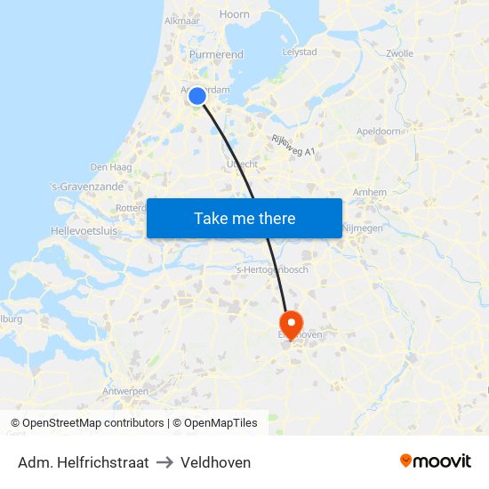Adm. Helfrichstraat to Veldhoven map