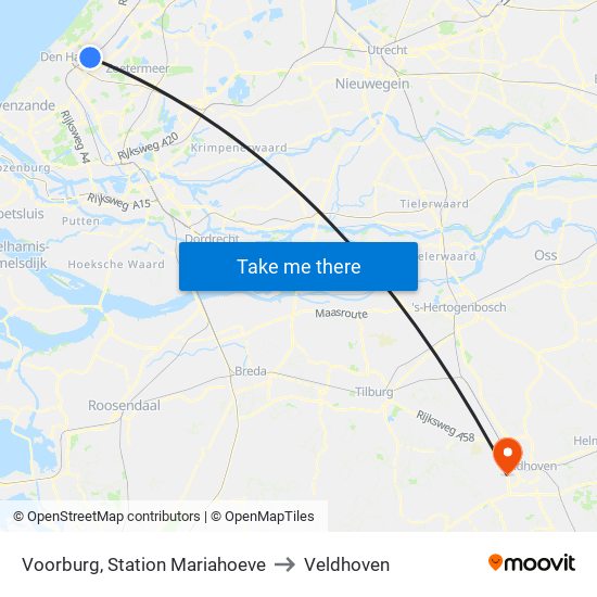 Voorburg, Station Mariahoeve to Veldhoven map