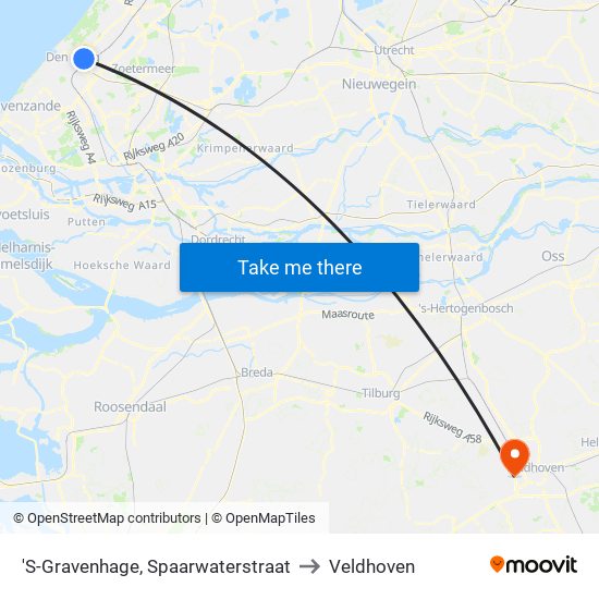 'S-Gravenhage, Spaarwaterstraat to Veldhoven map