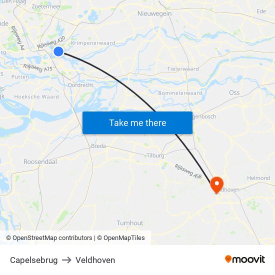 Capelsebrug to Veldhoven map