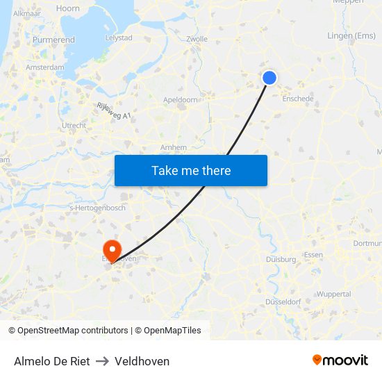 Almelo De Riet to Veldhoven map