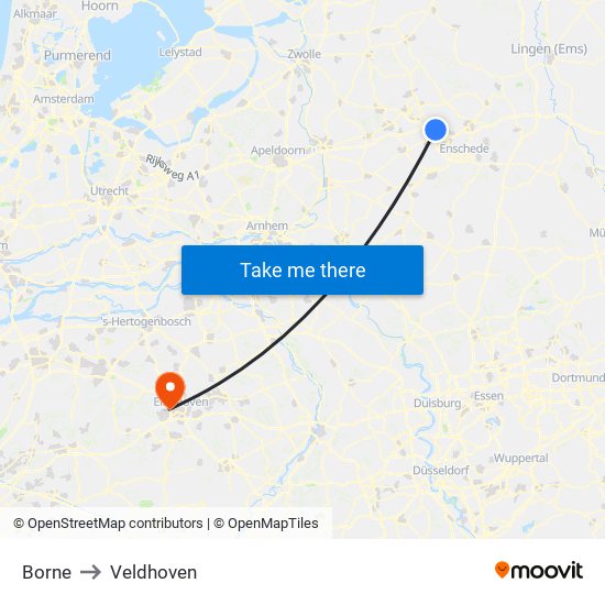 Borne to Veldhoven map