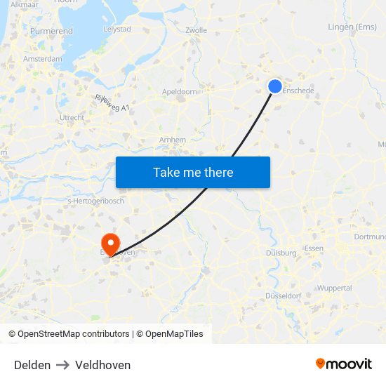 Delden to Veldhoven map