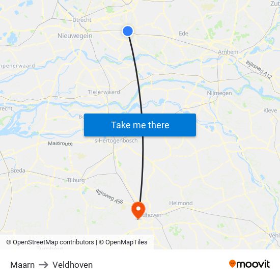 Maarn to Veldhoven map