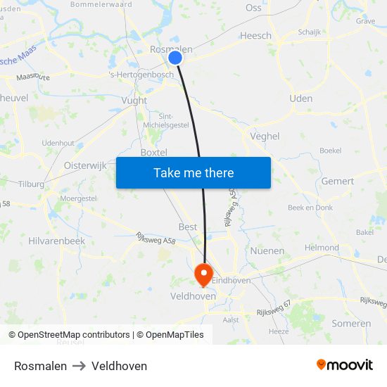 Rosmalen to Veldhoven map