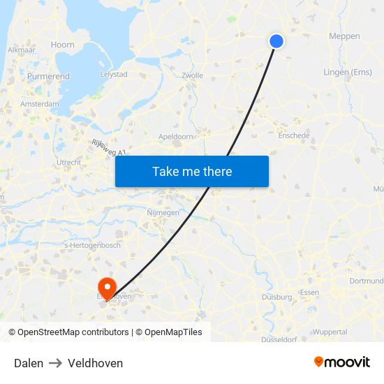 Dalen to Veldhoven map