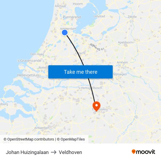 Johan Huizingalaan to Veldhoven map