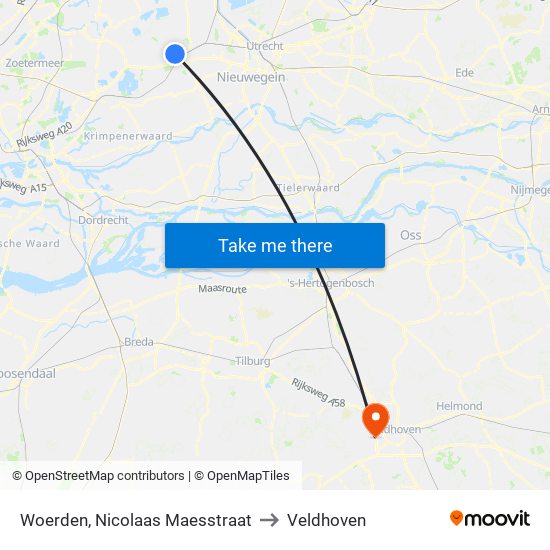 Woerden, Nicolaas Maesstraat to Veldhoven map