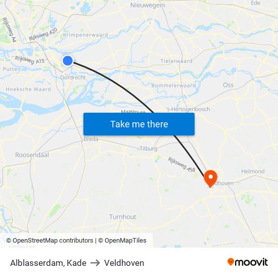 Alblasserdam, Kade to Veldhoven map