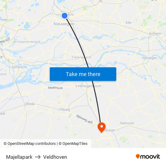 Majellapark to Veldhoven map