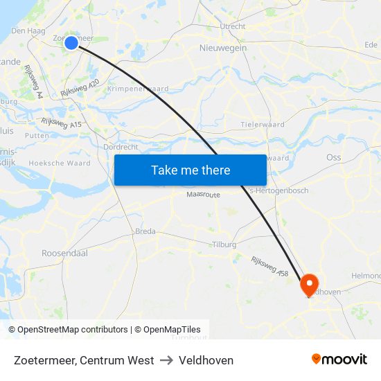 Zoetermeer, Centrum West to Veldhoven map