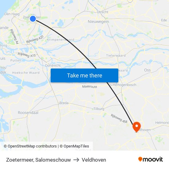 Zoetermeer, Salomeschouw to Veldhoven map