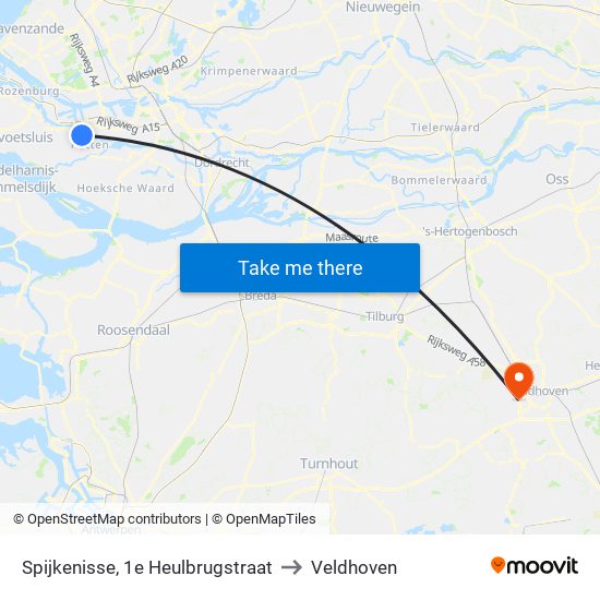 Spijkenisse, 1e Heulbrugstraat to Veldhoven map