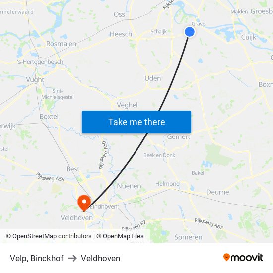 Velp, Binckhof to Veldhoven map