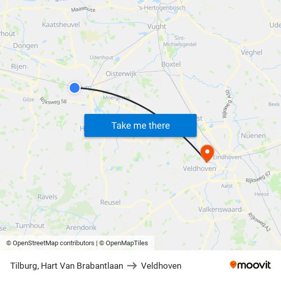 Tilburg, Hart Van Brabantlaan to Veldhoven map