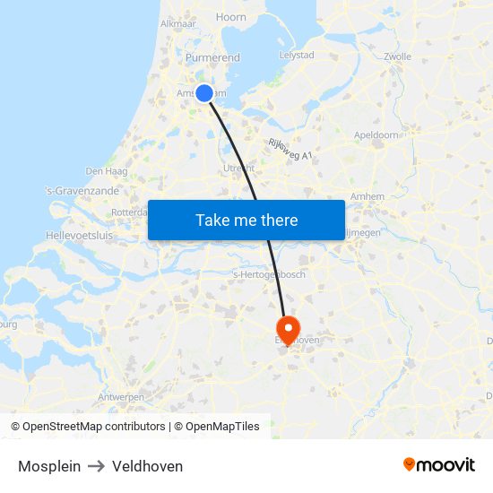 Mosplein to Veldhoven map