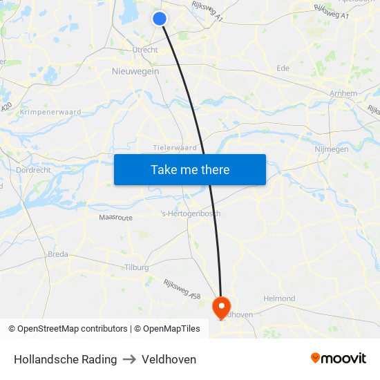 Hollandsche Rading to Veldhoven map