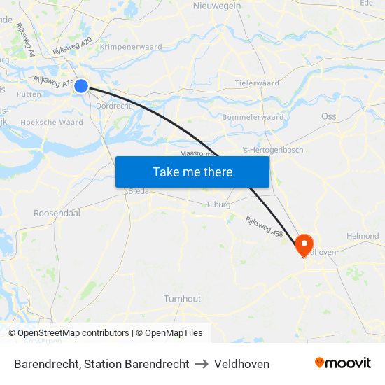 Barendrecht, Station Barendrecht to Veldhoven map