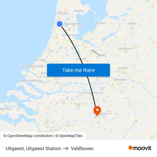 Uitgeest, Uitgeest Station to Veldhoven map