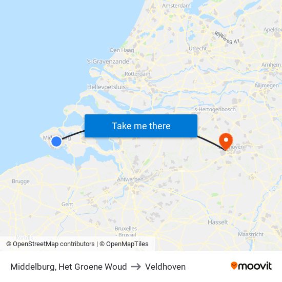 Middelburg, Het Groene Woud to Veldhoven map