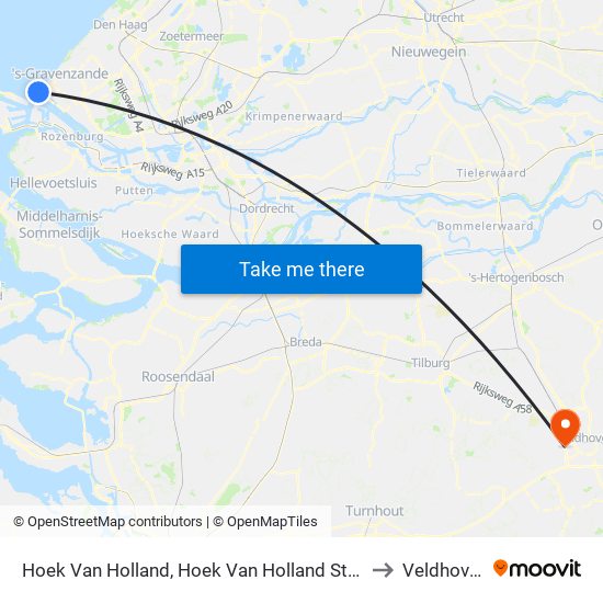 Hoek Van Holland, Hoek Van Holland Strand to Veldhoven map