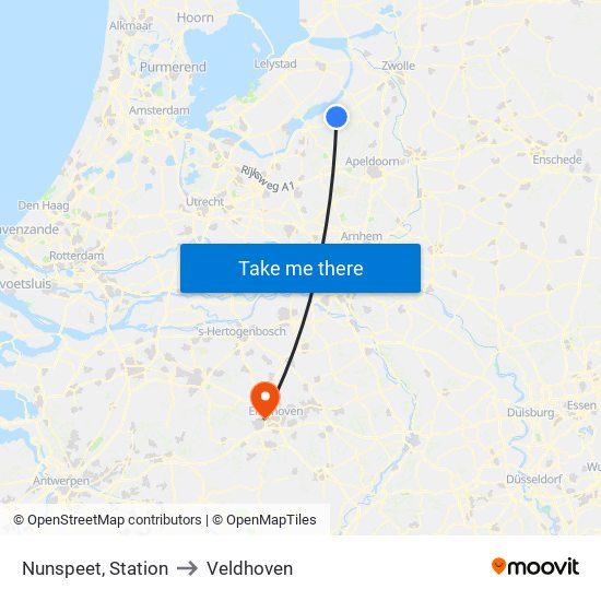 Nunspeet, Station to Veldhoven map