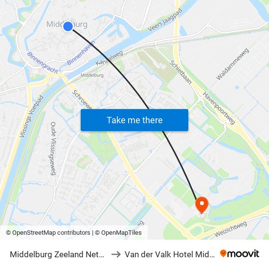 Middelburg Zeeland Netherlands to Van der Valk Hotel Middelburg map