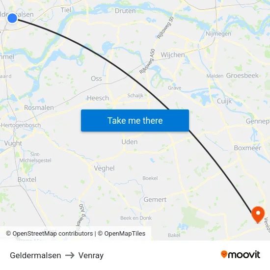 Geldermalsen to Venray map