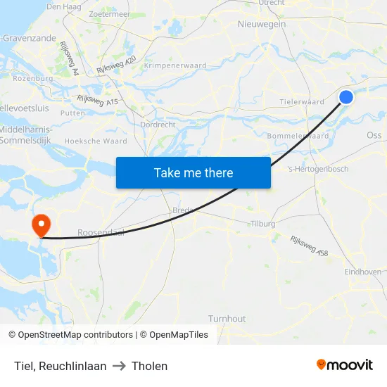 Tiel, Reuchlinlaan to Tholen map