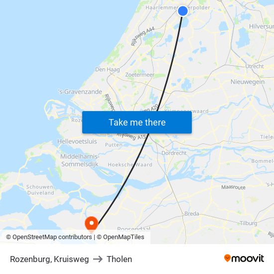 Rozenburg, Kruisweg to Tholen map