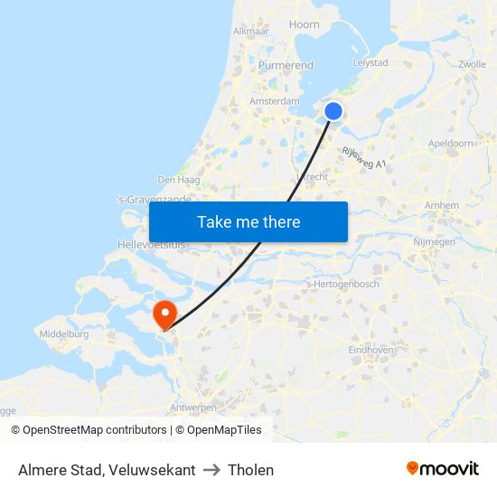 Almere Stad, Veluwsekant to Tholen map