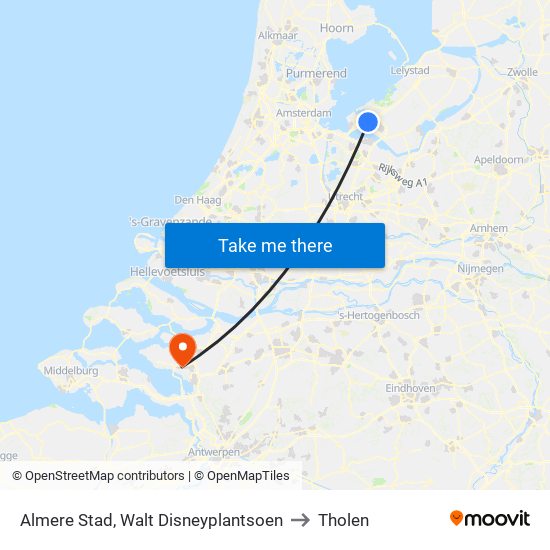 Almere Stad, Walt Disneyplantsoen to Tholen map