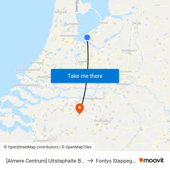 [Almere Centrum] Uitstaphalte Busstation,Haltes O,P,Q to Fontys Stappegoor Campus map