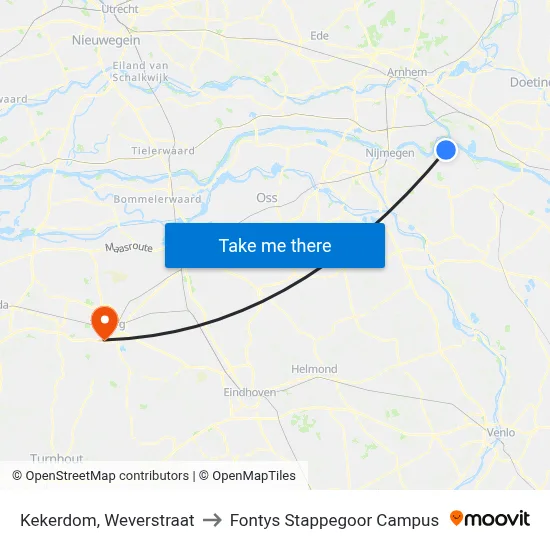 Kekerdom, Weverstraat to Fontys Stappegoor Campus map