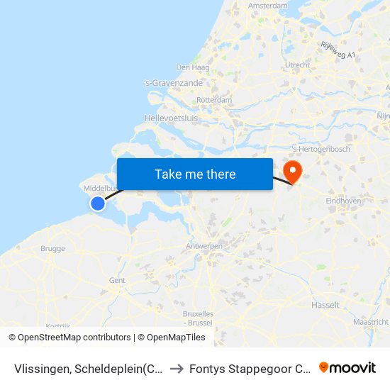 Vlissingen, Scheldeplein(Centrum) to Fontys Stappegoor Campus map