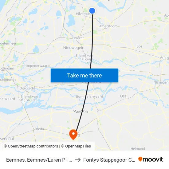 Eemnes, Eemnes/Laren P+R (Oost) to Fontys Stappegoor Campus map