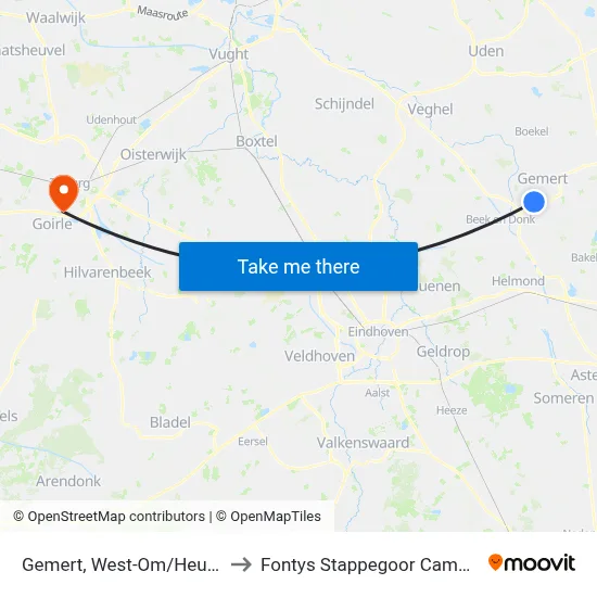 Gemert, West-Om/Heuvel to Fontys Stappegoor Campus map