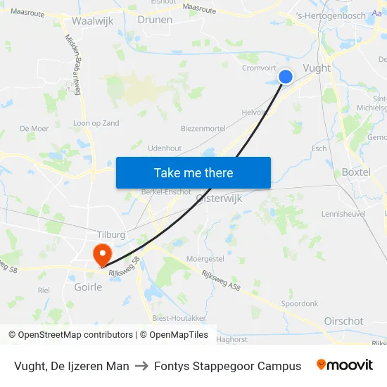 Vught, De Ijzeren Man to Fontys Stappegoor Campus map